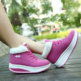 Warm Fur Lining Rocker Sole Platform Boots Women Casual Shoes - Presidential Brand (R)