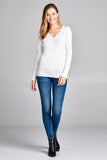 Ladies fashion long sleeve v-neck classic sweater - Presidential Brand (R)