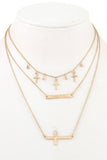 Ladies fashion multi cross dangle layered necklace - Presidential Brand (R)