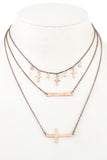 Ladies fashion multi cross dangle layered necklace - Presidential Brand (R)
