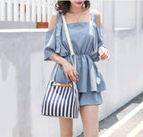 Womens Striped Canvas Tote Bag - Presidential Brand (R)