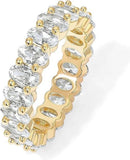 14K Yellow Gold Plated Stackable Love Ring with 5Mm Oval Cubic Zirconia for Women, Size 5