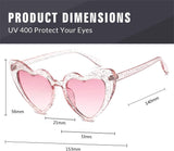 2 Pack Clout Heart Shaped Sunglasses Goggles Vintage Cat Eye Mod Style Retro Kurt Cobain Glasses (Glitter*2)