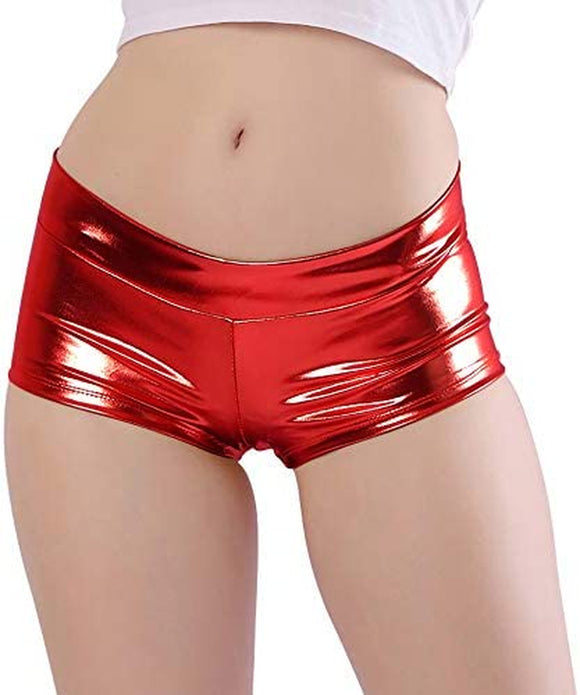 Women'S Shiny Metallic Rave Booty Shorts Hot Pants Dance Bottom