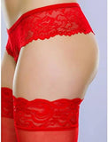 Lingerie Women'S Sheer Floral Lace Stockings - Stretchy Nylon Thigh Highs - Regular to plus Sizes: 4-18
