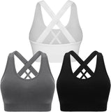 Sports Bras for Women Padded High Impact Seamless Criss Cross Back Workout Tops Gym Activewear Bra