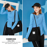 2PCS Corduroy Tote Bag for Women Aesthetic Shoulder Handbags School Shopping Bag (Black + Beige)