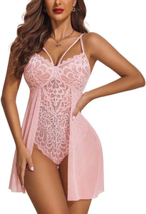 Lingerie for Women  Sexy Lace Chemsie Sleepwear - Pink