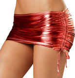 Women'S Metallic Mini Skirt Shiny Bodycon Ruched Micro Short Skirt Wet Look Dance Clubwear Night Costume