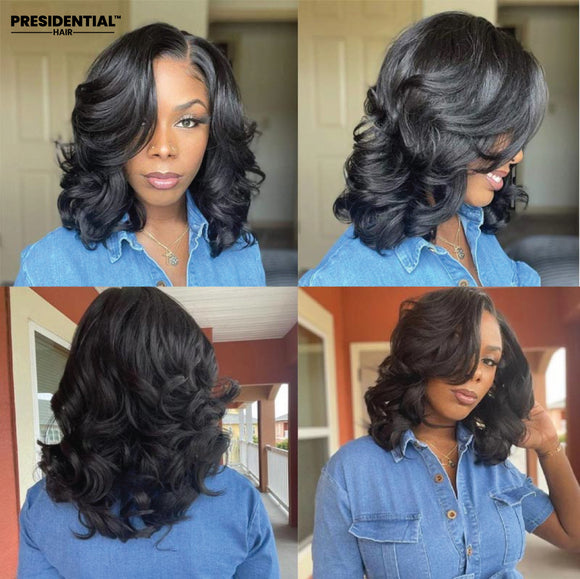 Presidential Hair 'Heat Resistant Short Synthetic Curly Wavy Wig Natural Hair Loose Wave Hair Wig Cosplay Party Wigs for Black Women Perruque
