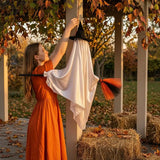 Halloween Hanging Ghost Decorations Cute Ghost Ornament Hanging Ghost with Broom Halloween Decoration Flying Witch for Haunted