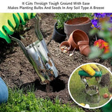 2 In 1 Portable Seedling Transplanter Hand Held Coated Dibber Widger Garden Tool Planting Weeding Soil Loosening Bulb
