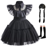 Halloween  Cosplay Costume 0-6-year-old Baby Fashion Hollow lace princess dress carnival girls black evening dress