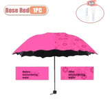 Portable Creative Water Flowering  Umbrella Manual  Black Coating UV Protection Sun Rain Dual Use Folding Parasol