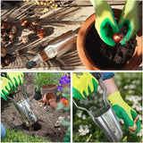 2 In 1 Portable Seedling Transplanter Hand Held Coated Dibber Widger Garden Tool Planting Weeding Soil Loosening Bulb