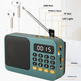 Portable FM Radio Portable Bluetooth Speaker with LED Light support Recording TF Card USB Play Wireless Speaker Radio FM Receive