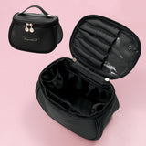 Portable PU Makeup Bag, Large Waterproof Cosmetic Pouch, with Handles Multifunctional Travel Toiletry Organizer Storage Bag