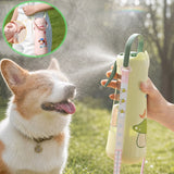 Portable Pet Water Bottle with Spray Cooling 3‑in‑1 Dog Travel Water Dispenser Foldable Drinking Bowl Anti‑Leak Pet Water Cup