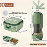 2-in-1 Portable Pet Water Bottle with Food Container - Foldable Travel Dispenser for Dogs & Cats Leakproof Outdoor Hydration