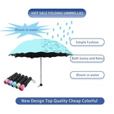 Portable Creative Water Flowering  Umbrella Manual  Black Coating UV Protection Sun Rain Dual Use Folding Parasol