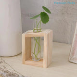 portableTest Tube Glass Propagation Vase Hydroponic Station with Wooden Stand for Herb  Home Decor