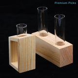 portableTest Tube Glass Propagation Vase Hydroponic Station with Wooden Stand for Herb  Home Decor