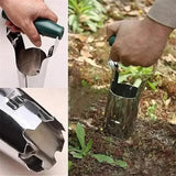 2 In 1 Portable Seedling Transplanter Hand Held Coated Dibber Widger Garden Tool Planting Weeding Soil Loosening Bulb