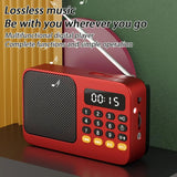 Portable FM Radio Portable Bluetooth Speaker with LED Light support Recording TF Card USB Play Wireless Speaker Radio FM Receive