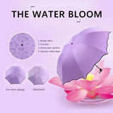 Portable Creative Water Flowering  Umbrella Manual  Black Coating UV Protection Sun Rain Dual Use Folding Parasol