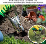 2 In 1 Portable Seedling Transplanter Hand Held Coated Dibber Widger Garden Tool Planting Weeding Soil Loosening Bulb