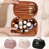 Portable PU Makeup Bag, Large Waterproof Cosmetic Pouch, with Handles Multifunctional Travel Toiletry Organizer Storage Bag