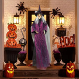 Halloween Decorations Props Life Size Animatronic Witch Sound Activated Screaming Glowing Eyes for Haunted House Party Supplies