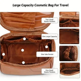 Portable PU Makeup Bag, Large Waterproof Cosmetic Pouch, with Handles Multifunctional Travel Toiletry Organizer Storage Bag