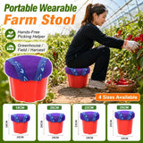 Portable Farming Stool with Adjustable Straps, Breathable Padded Seat and Reinforced PP Base for Greenhouse Picking Harvest Work