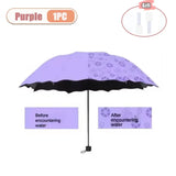 Portable Creative Water Flowering  Umbrella Manual  Black Coating UV Protection Sun Rain Dual Use Folding Parasol