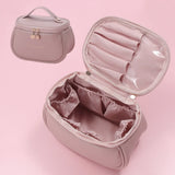 Portable PU Makeup Bag, Large Waterproof Cosmetic Pouch, with Handles Multifunctional Travel Toiletry Organizer Storage Bag