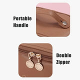 Portable PU Makeup Bag, Large Waterproof Cosmetic Pouch, with Handles Multifunctional Travel Toiletry Organizer Storage Bag