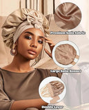 Satin Bonnet Silk Bonnet for Sleeping Silk Sleep Cap Double Layer Hair Bonnet with Elastic Tie Band