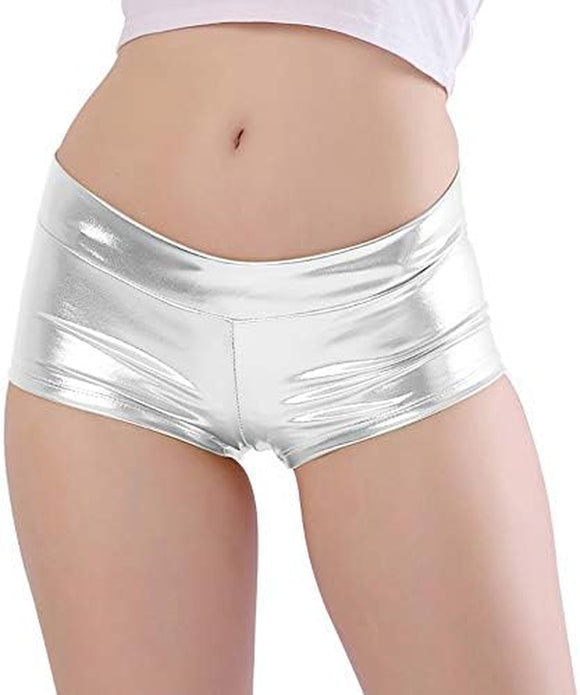 Women'S Shiny Metallic Rave Booty Shorts Hot Pants Dance Bottom