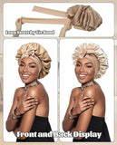Satin Bonnet Silk Bonnet for Sleeping Silk Sleep Cap Double Layer Hair Bonnet with Elastic Tie Band