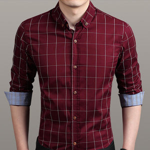 Mens Checkered Button Down Shirt In Red - Presidential Brand (R)