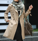 Womens Classic Khaki Double Breasted Trench Coat - Presidential Brand (R)