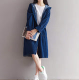 Womens Mid Length Hooded Denim Jacket - Presidential Brand (R)