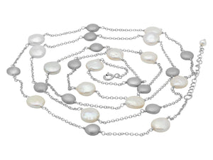 Silver Coin Pearls Necklace - Presidential Brand (R)
