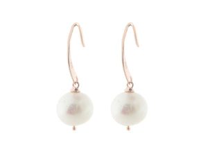 Rose Gold Silver Flat Hook Pearl Earrings - Presidential Brand (R)
