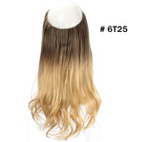 12‘’ 14" 16" 18" Wave Halo Hair Extensions Invisible Ombre Bayalage Synthetic Natural Flip Hidden Secret Wire Crown Grey Pink - Presidential Brand (R)