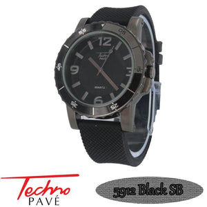 Techno Pave Sport All Black Rubber Watch - Presidential Brand (R)