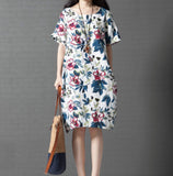 Womens Breezy Linen Floral Dress - Presidential Brand (R)