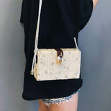 Floral Straw Box Clutch Shoulder Bag - Presidential Brand (R)
