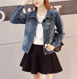 Womens Denim Jacket with Pearls - Presidential Brand (R)